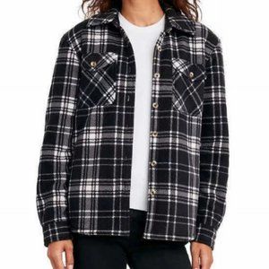 SAGE Fleece Black Plaid Button Up Jacket